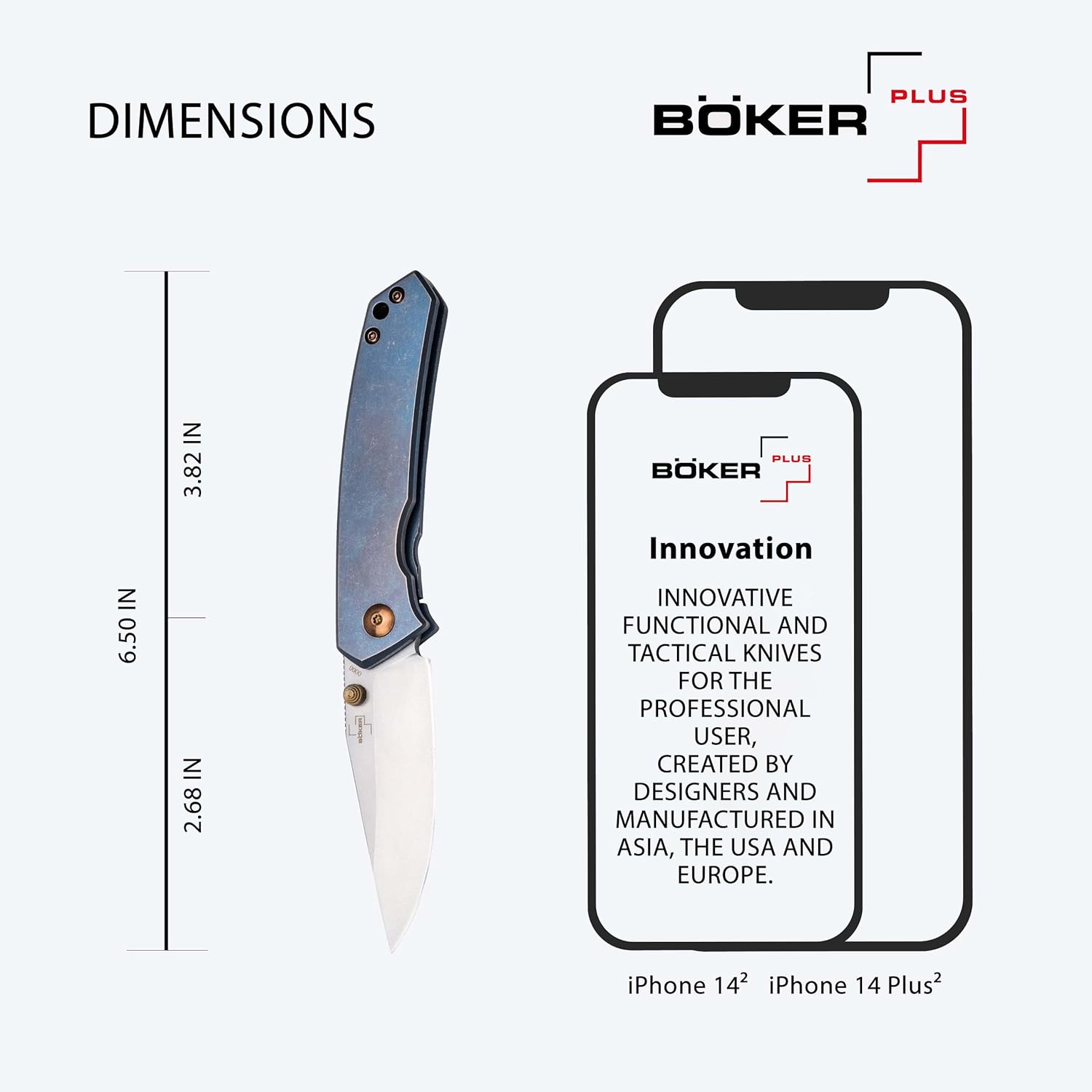 BÖKER PLUS Canoe - pocket knife with titanium handle scales - folding knife with CPM-S-35VN blade - small knife with clip
