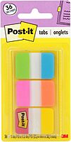 Post-it Tabs, 1 in Solid, Aqua, Yellow, Pink, Red, Green, Orange, 6/Color, 36/Dispenser (686-ALOPRYT) 0.4" x 2.8"