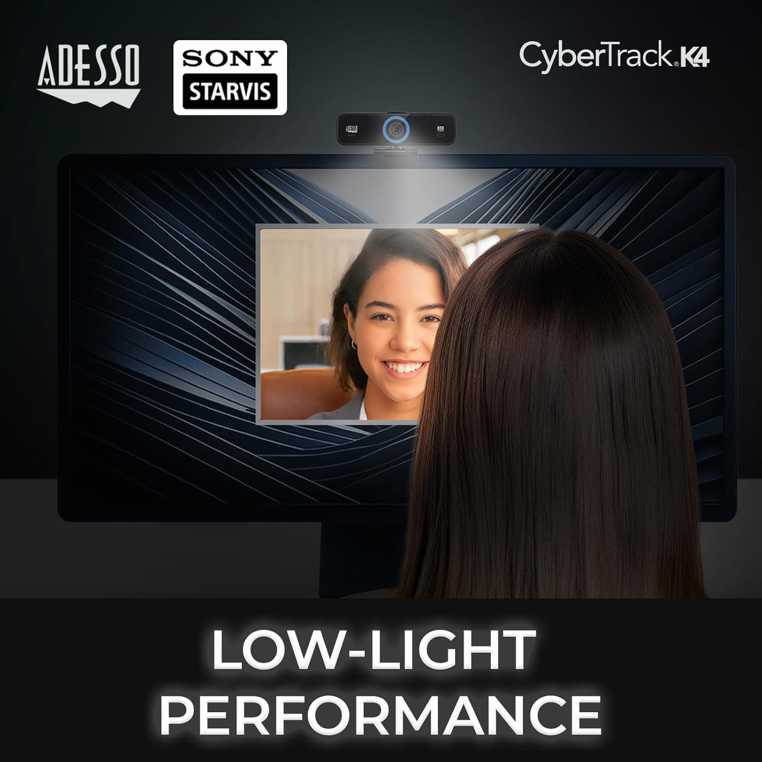 CyberTrack K4 4K Ultra HD Fixed Focus USB Webcam with Adjustable Field of View Angle, Built-in Dual Microphones