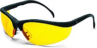 MCR Safety Glasses KD114 Klondike Black Matte Frame and Amber Lens with Scratch Resistant technology, 1 Pair