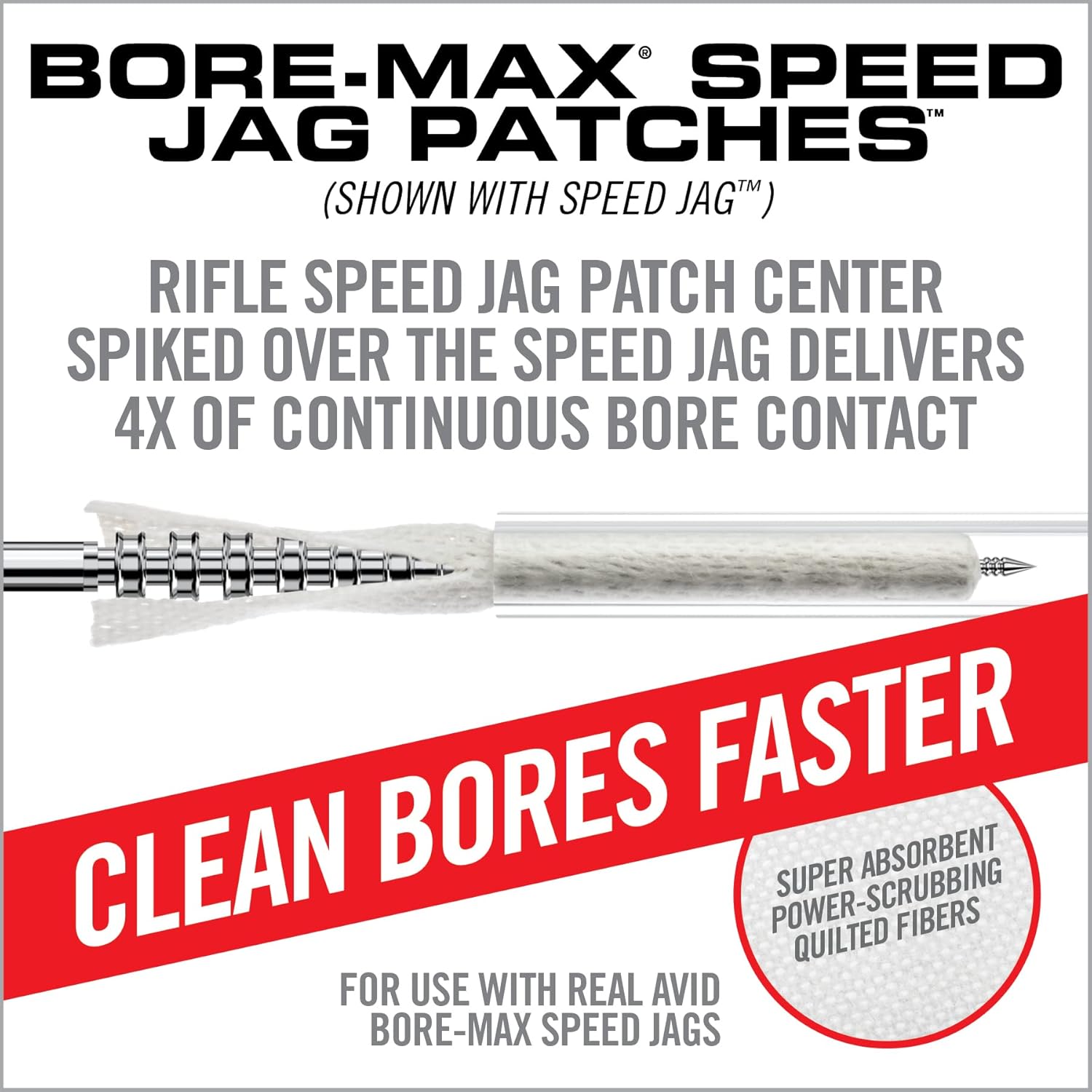 Real Avid Bore-Max Speed Jag and Patches, Bore Cleaning Jag and Patches Set (.22/.223)