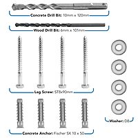 Mount-It! Universal TV Mounting Hardware Kit, Lag Screw and Drill Bit Set Includes Screws, Washers, Fischer Anchors, Wood Drill Bit and Concrete Drill Bit for Easy Installation