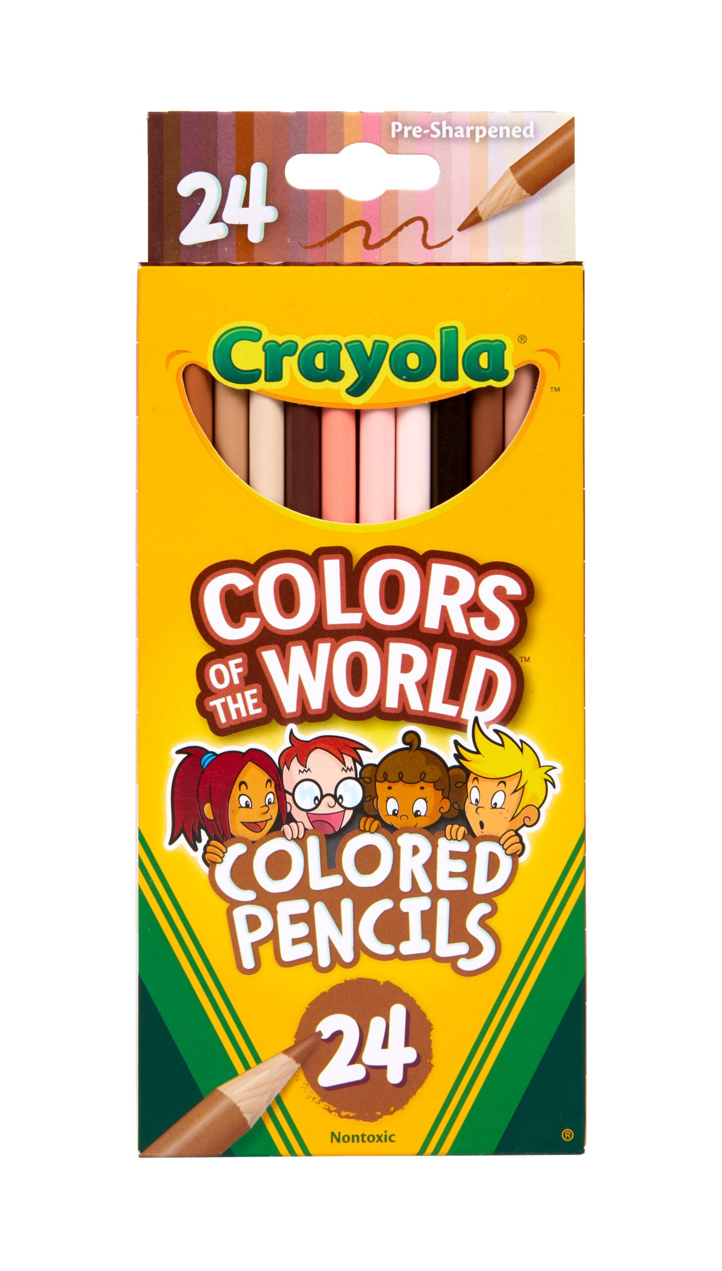 Crayola Colors of the World Colored Pencil Set (24ct), Skin Tone Colored Pencils for Kids, Coloring Book Pencils