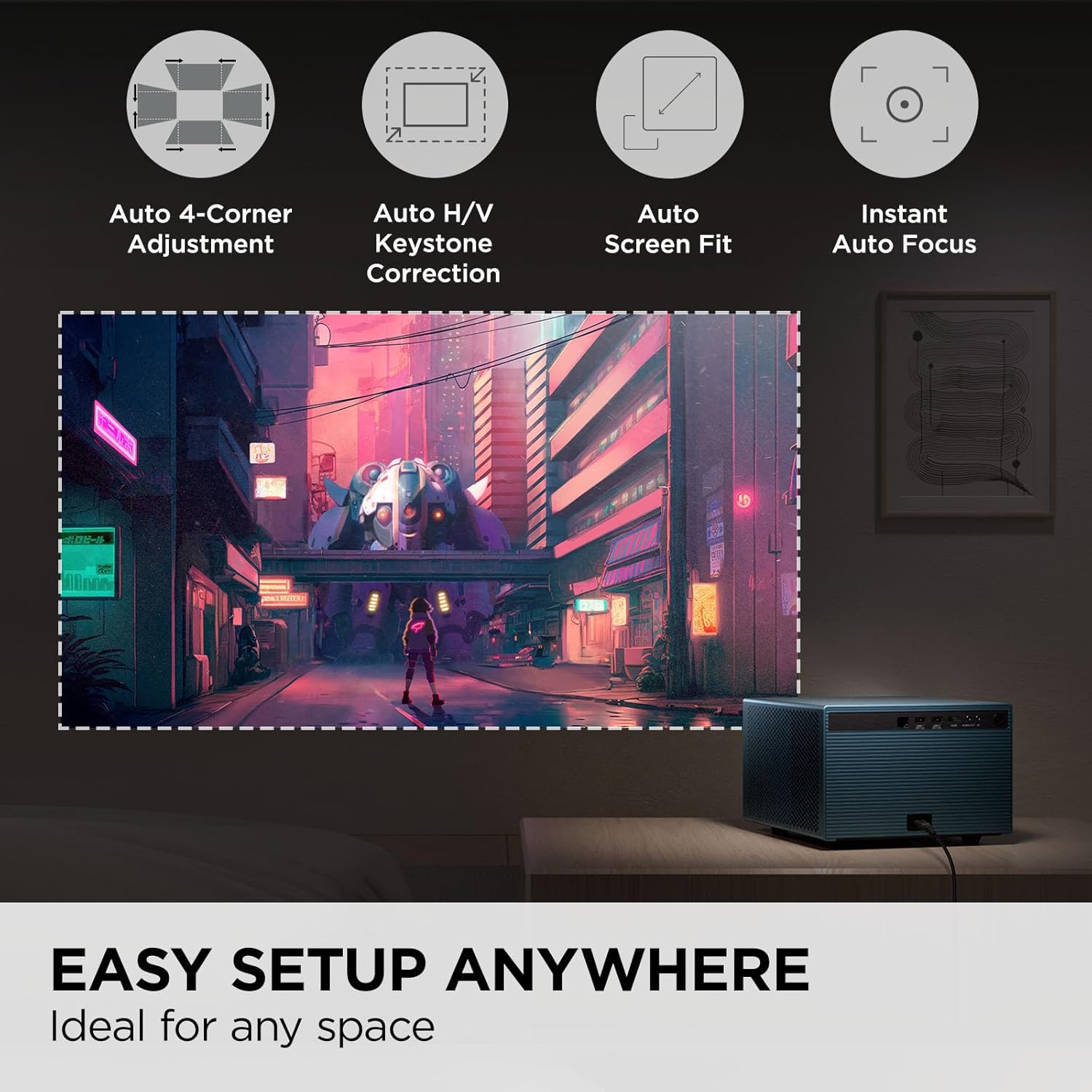 ViewSonic LX60HD 1080p LED Portable Projector with Built-in Google TV, H/V Keystone, Auto Focus, Bluetooth