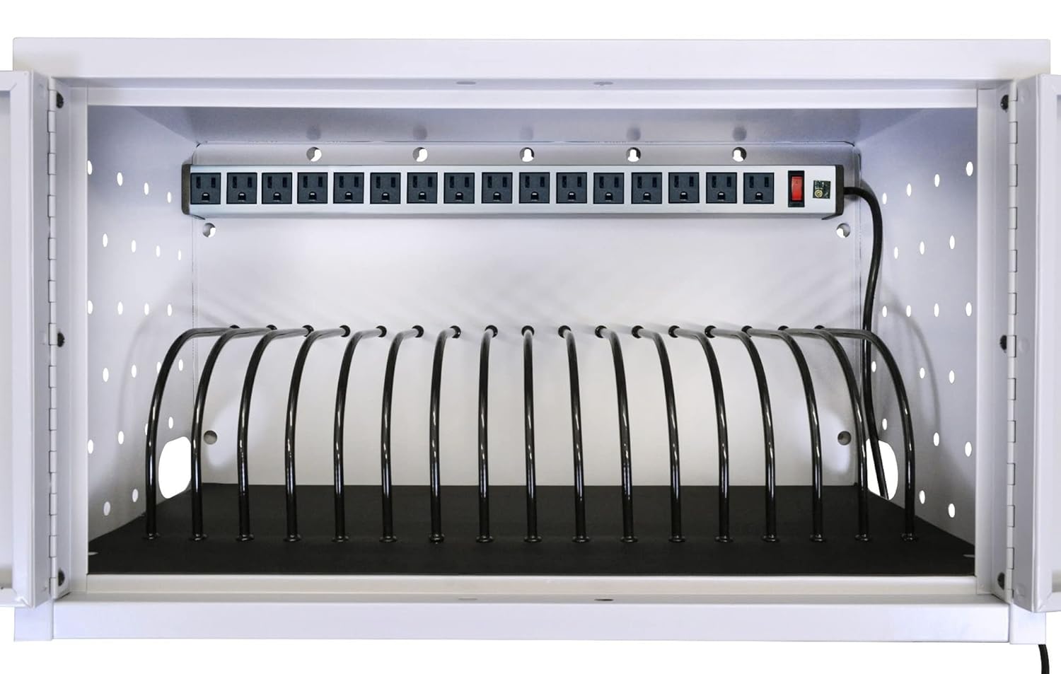 Luxor 16 Tablet Wall/Desk Charging Box, 14 1/2inH x 25inW x 13inD, Gray