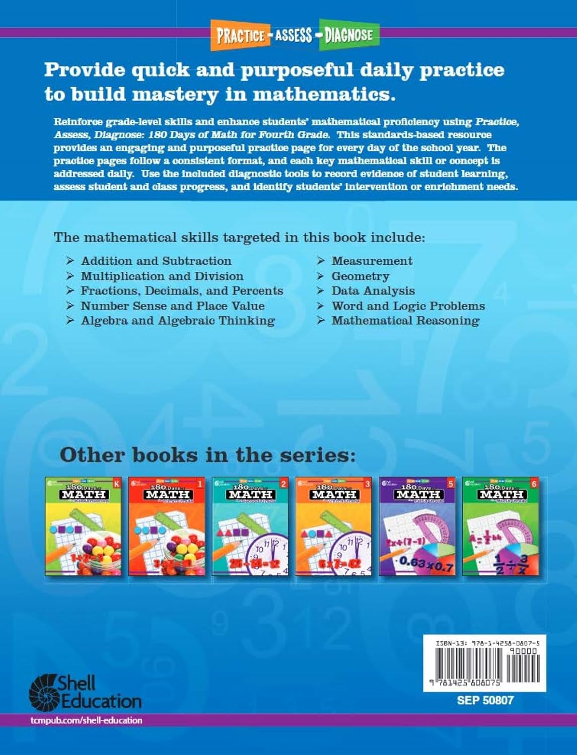 Shell Education 180 Days of Math for Fourth Grade (180 Days of Practice)