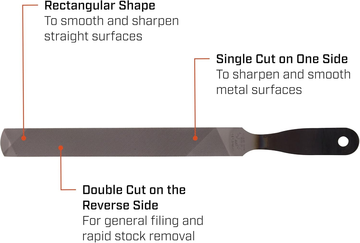 Crescent Nicholson 8" Rectangular Double/Single Cut Handy File - Carded - 06601NN