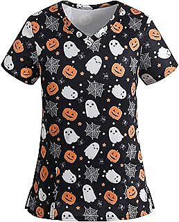 Scrub Tops Mujeres Halloween Estampado 2025 Scrub Tops Mujeres Halloween Estampado 2025