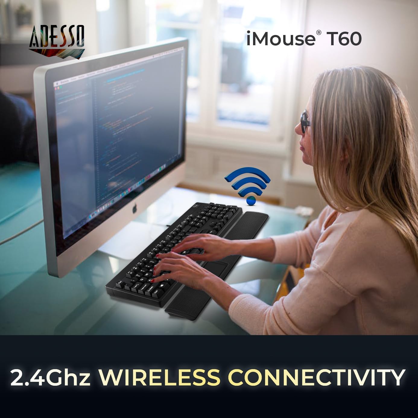 iMouse T60 2.4GHz USB Wireless Touchpad with Armrest, Ergonomic Design, Built-in Multiple Gesture Controls