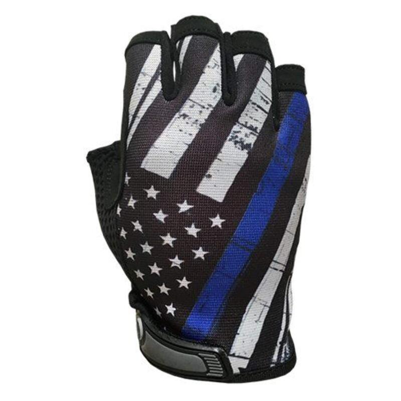 INDUSTRIOUS HANDWEAR Blue Line Flag Half-Finger Gloves - Unlined