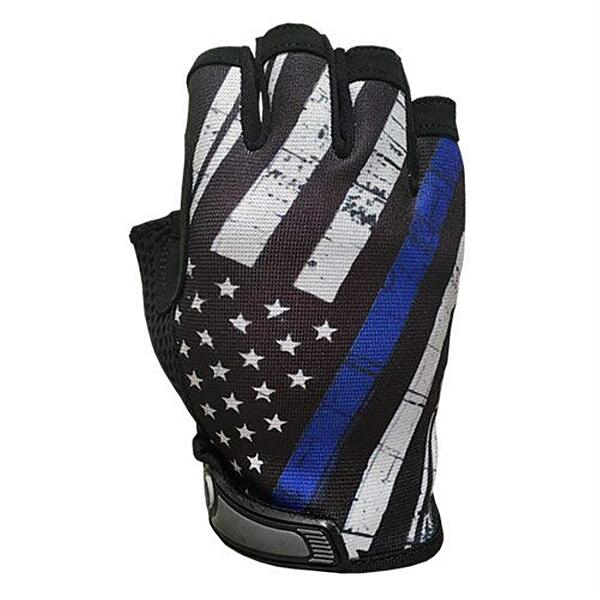 INDUSTRIOUS HANDWEAR Blue Line Flag Half-Finger Gloves - Unlined