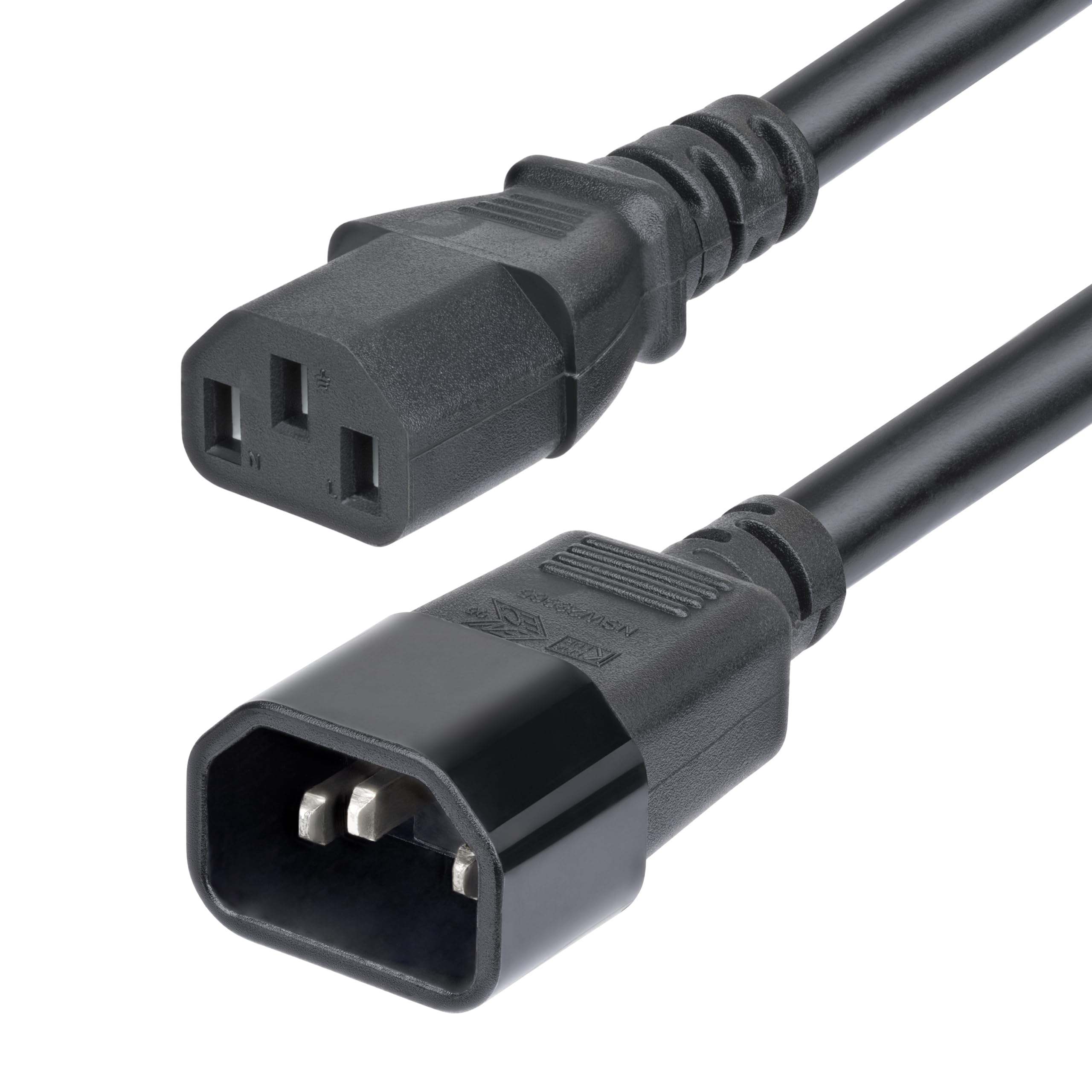 StarTech.com 15ft (4.5m) Power Extension Cord, C14 to C13, 15A 250V, 14AWG, AC Power Cable for PDU/Power Supply, UL Listed