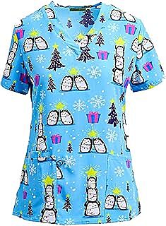Scrub Tops Mujeres Halloween Estampado 2025 Scrub Tops Mujeres Halloween Estampado 2025