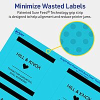 Avery Printable Square Labels, Sure Feed Technology, 3" x 3", Bright Blue Labels, Print-to-The-Edge, Laser/Inkjet Printable, 60 Total, Great for Jars and Packaging 60 labels