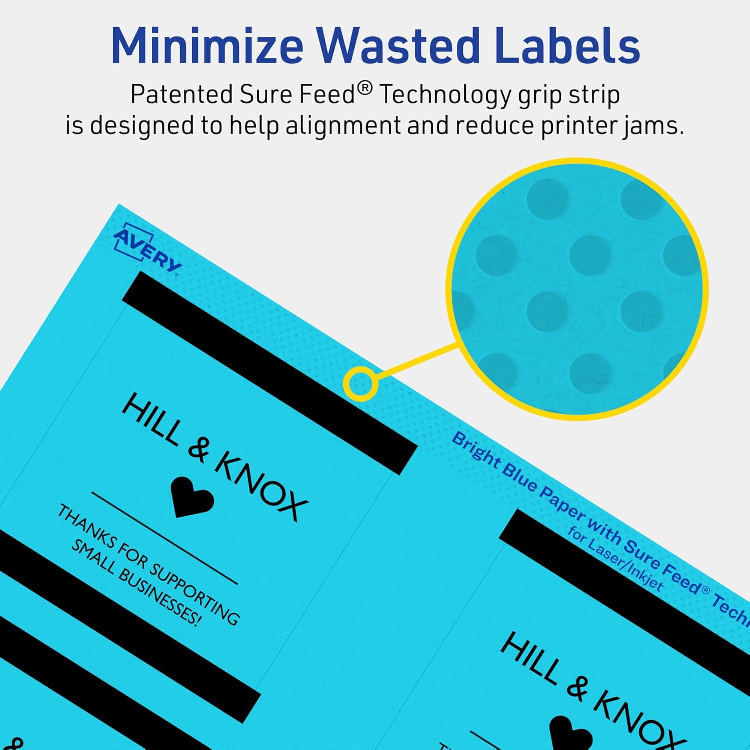 Avery Printable Square Labels, Sure Feed Technology, 3" x 3", Bright Blue Labels, Print-to-The-Edge, Laser/Inkjet Printable