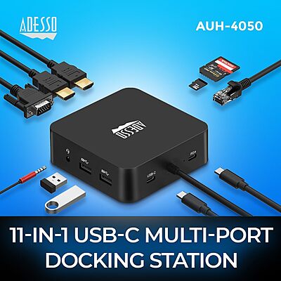 USB C Docking Station Multiport Adapter Type C Hub 2 HDMI Support 4K, VGA, RJ45 Ethernet Port, 65W PD Charging, 2*USB, SD/TF Card Reader, 3.5mm Audio Jack (TAA Compliant)
