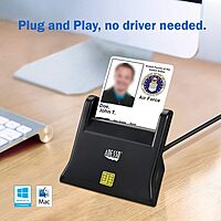 SCR-300 Desktop Smart ID Credit Card Reader CAC Card Reader Military, DOD USB Common Access CAC, Compatible with Windows, Mac OS