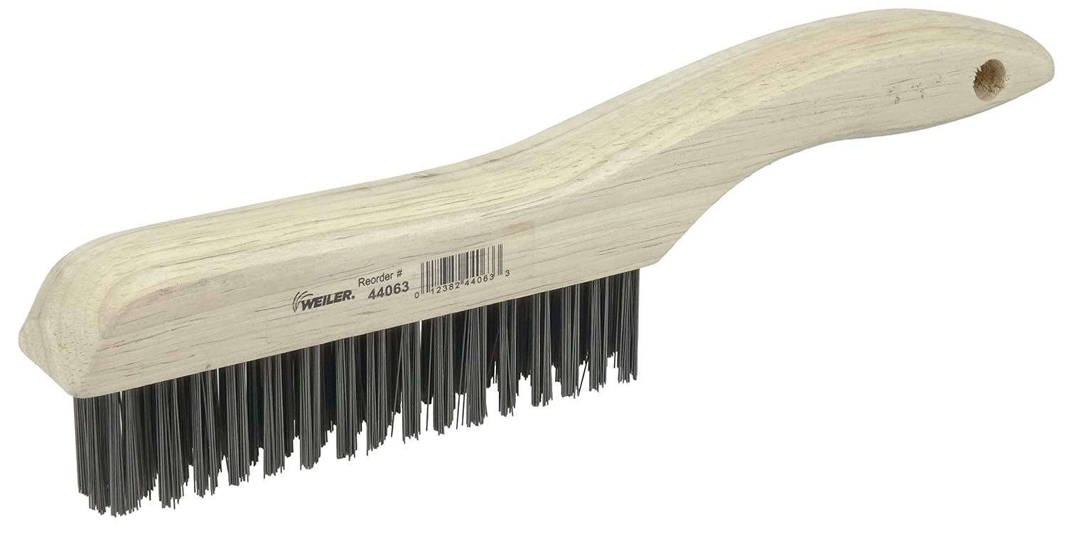 Weiler 44063 0.012" Wire Size, 5" Brush Length, 10" X 1-1/8" Block Size, 4 X 16 No. Of Rows, Steel Bristles, Hardwood Block