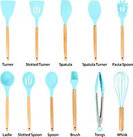 MegaChef 12-Piece Silicone and Wood Utensil Set