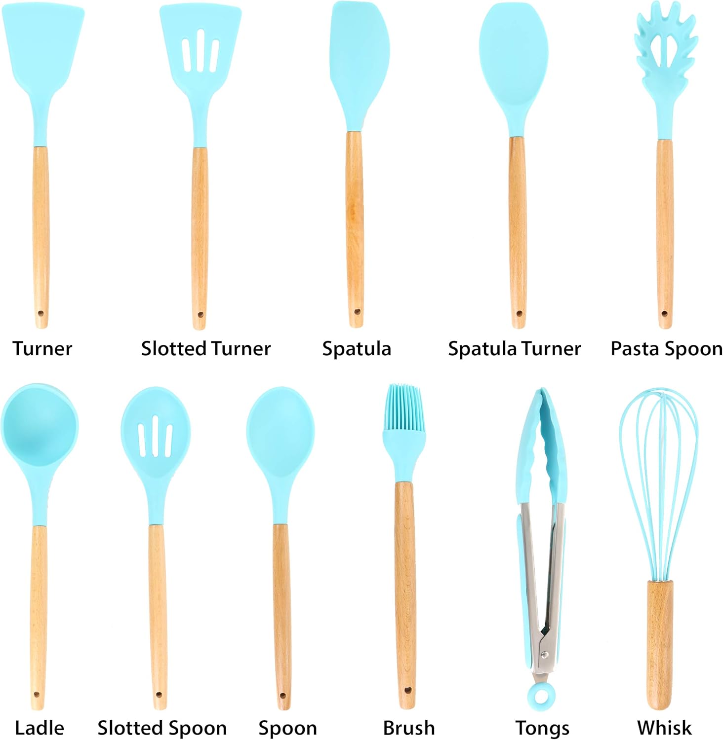 MegaChef 12-Piece Silicone and Wood Utensil Set