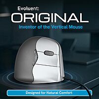 Evoluent – The Original Vertical Mouse – VM4R Ergonomic Vertical Mouse Right Hand Med-to-L Wired USB, Sculpted for Comfort