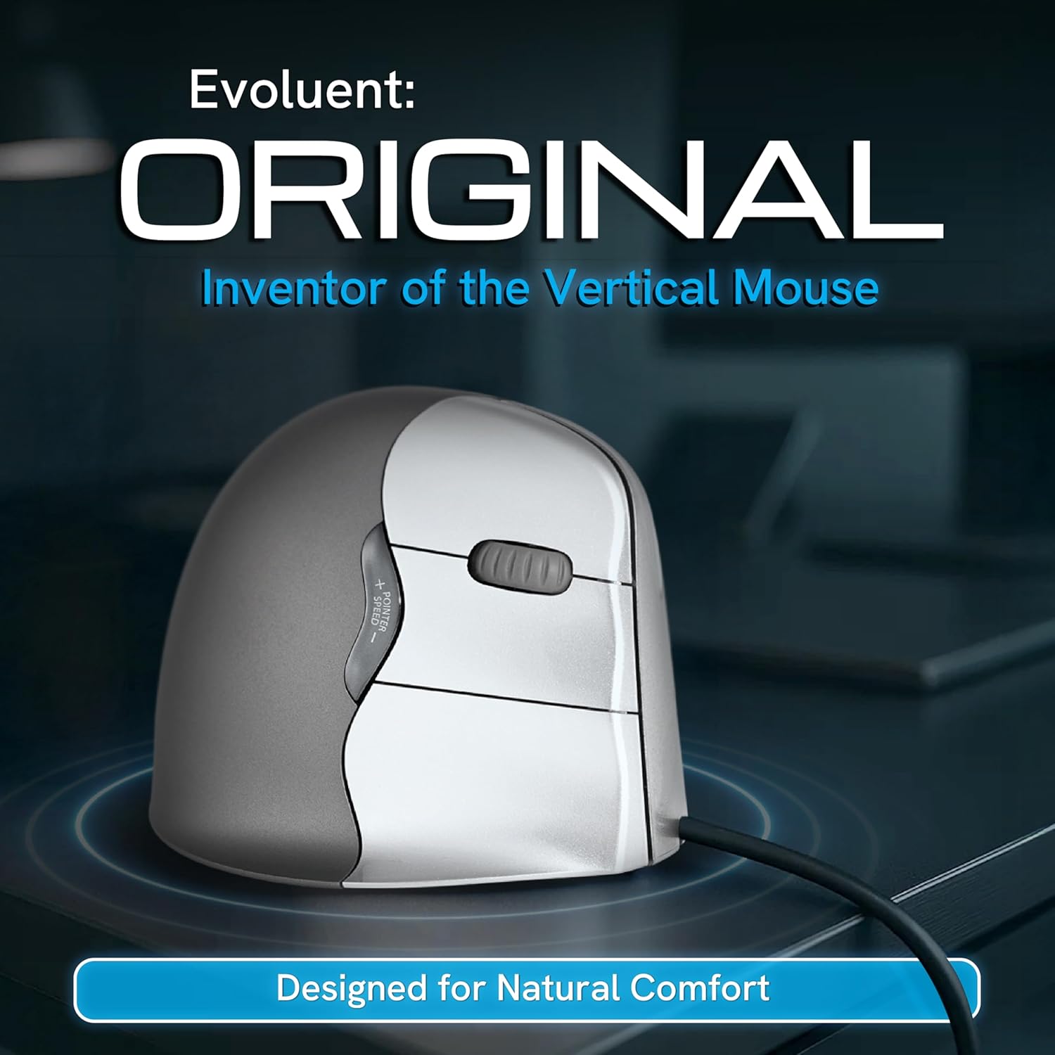 Evoluent – The Original Vertical Mouse – VM4R Ergonomic Vertical Mouse Right Hand Med-to-L Wired USB, Sculpted for Comfort