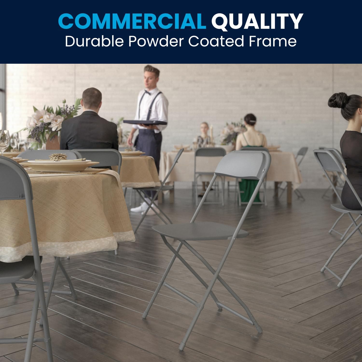 Flash Furniture Hercules Series Commercial-Grade Plastic Folding Chair - 650LB Weight Capacity