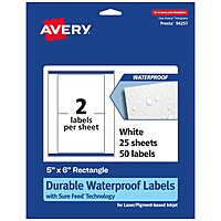 Avery Durable Waterproof Rectangle Labels, Sure Feed Technology, 5" x 6"