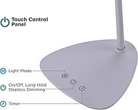 BLACK+DECKER VLED1820-BD Battery LED Desk Lamp, Dimmable with Adjustable Color Temperature, 4 Hour Battery Life, Rechargeable, Reduces Eyestrain, White Triangle Base