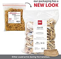 Office Depot - Rubber Bands - Rubber Bands, #64, 1 lb Bag - Rubber Bands in 1 lb Bags - Size 3-1/2" x 1/4" x 3-1/2" x 1/4" - 9" x 11" x 2" - crepe