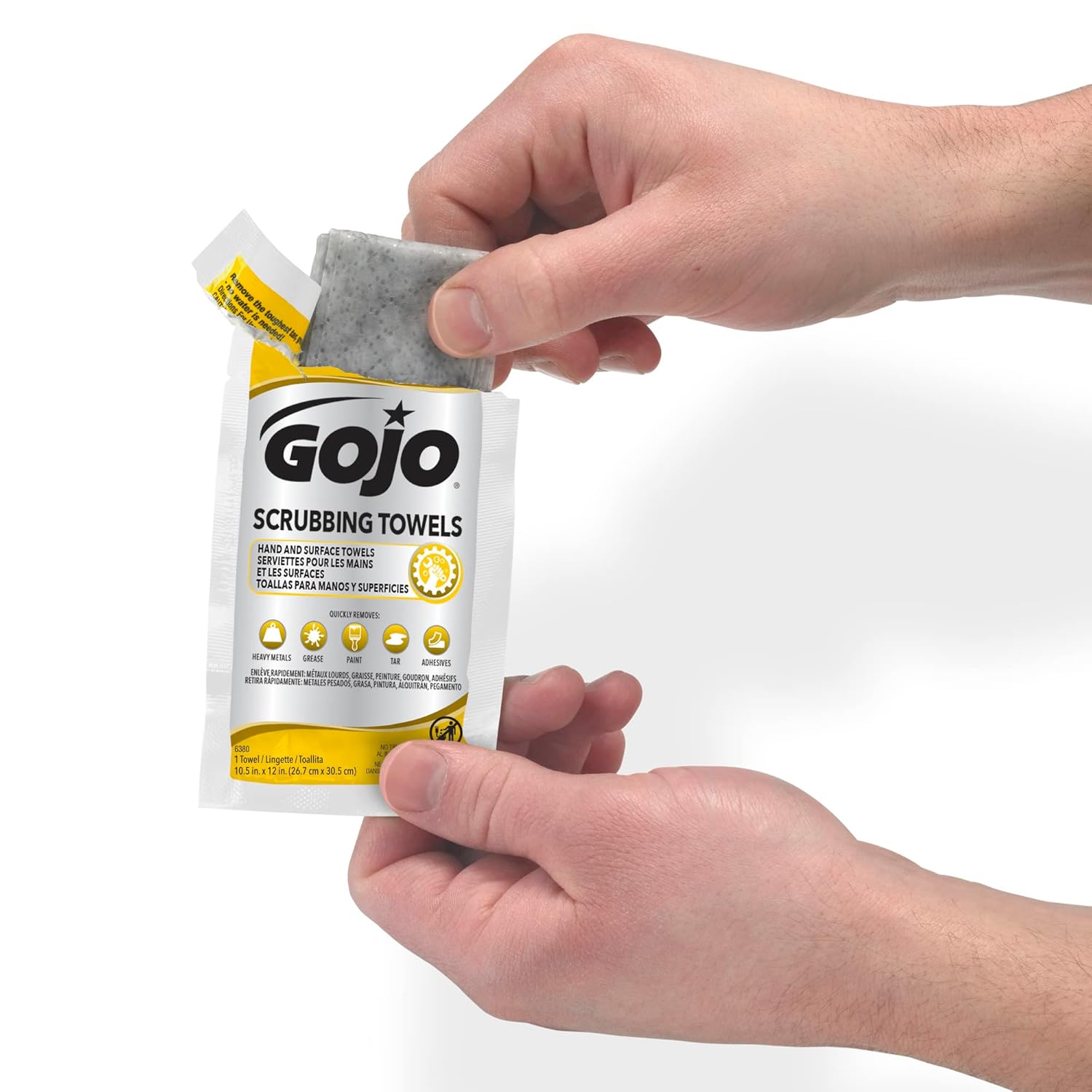 GOJO Scrubbing Towels, Citrus Scent, 80 Count Individually Wrapped Extra-Large Textured Wet Towels in a Counter Display Box