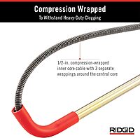 RIDGID 59787 Model K-3 Toilet Auger with Unclogging 3-Foot Snake and Bulb Head