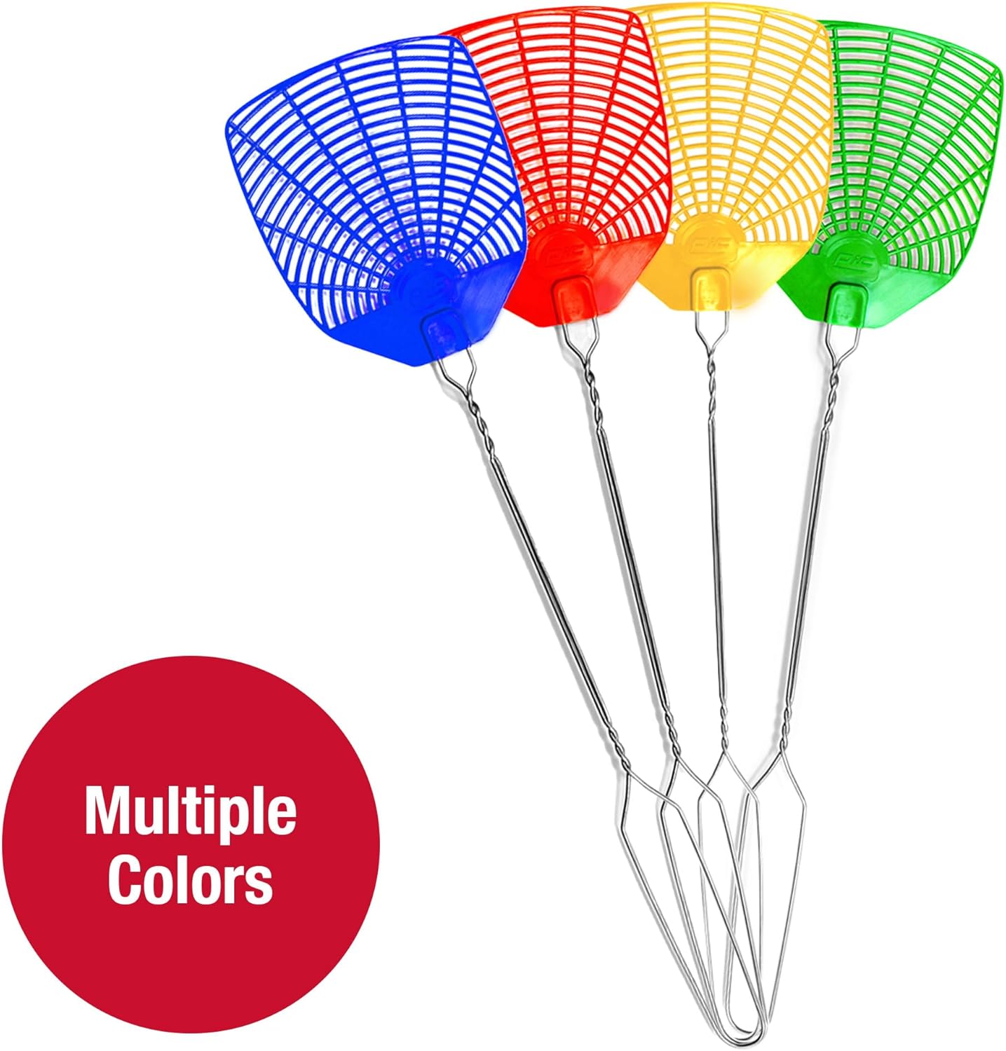 PIC Wire Handle Fly Swatters, Assorted Colors, Pack Of 2 Swatters