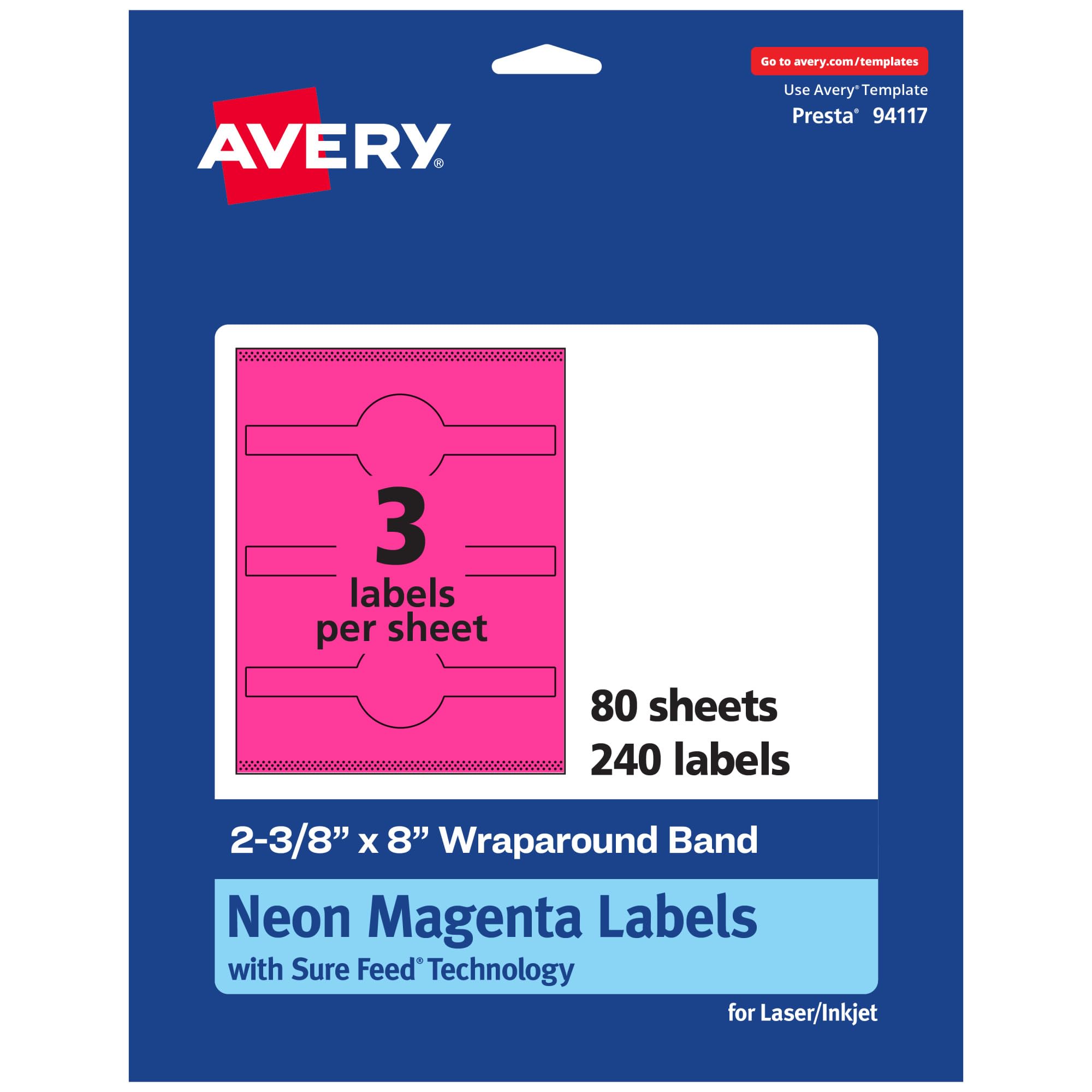 AVERY Printable Wraparound Band Labels, Sure Feed Technology