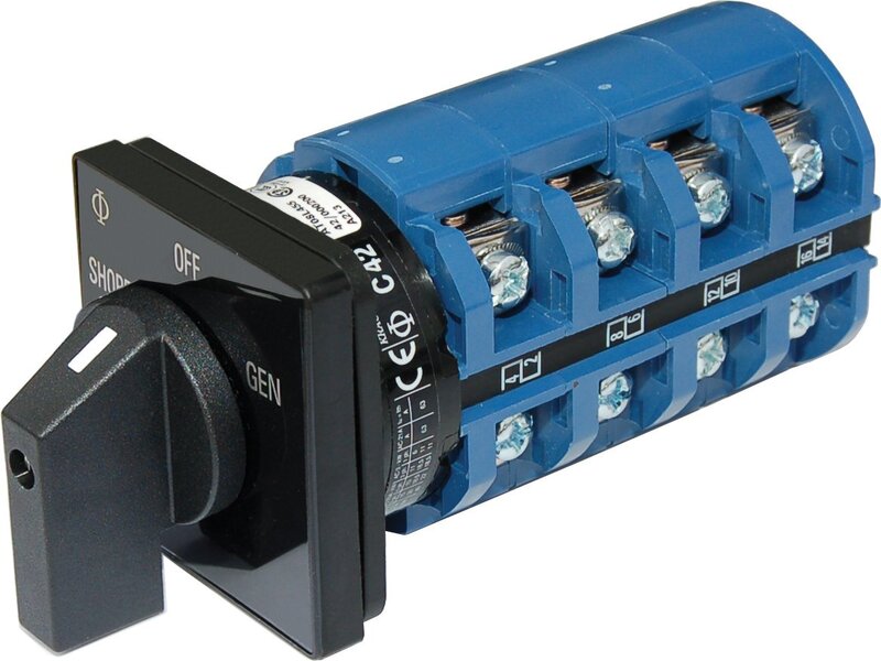 Blue Sea Systems 9093 AC Rotary Switch - OFF + 2 Positions 120/240V AC 65A, Blue, Small