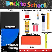 20 Piece School Supplies Pack for K-12 Back to School Supplies Bundle for School Students, Boys and Girls
