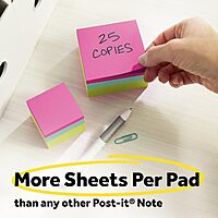 Post-it Notes Cube, 3 in. x 3 in., Bright Colors, Power Pink, Aqua Splash, Acid Lime, 400 Sheets/Cube, 1 Cube/Pack