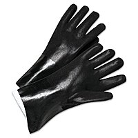 PVC Coated Gloves - 2434 14" black pvc finish jersey lined [Set of 12]