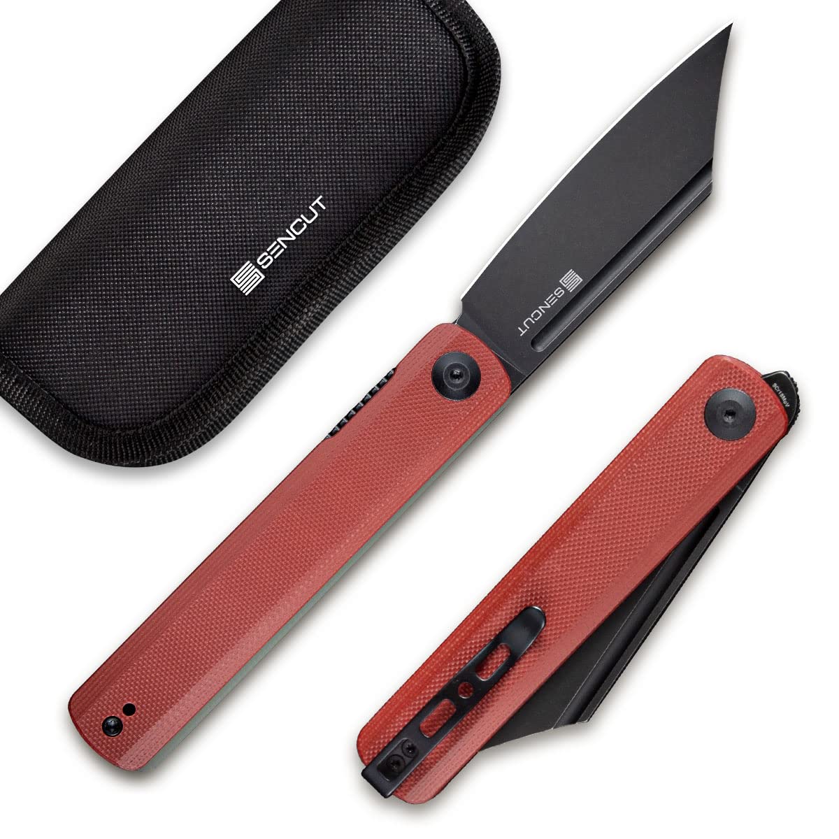 SENCUT Bronte Folding Pocket Knife with Front Flipper, 3.38 Inch 9Cr18MoV Reverse Tanto Blade