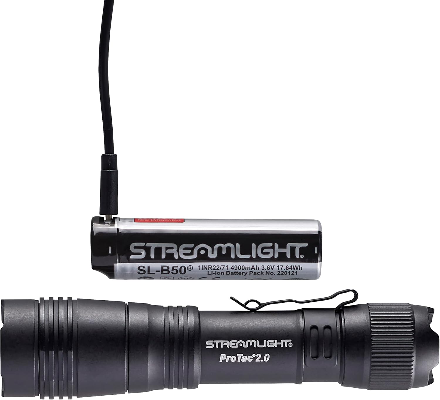 Streamlight 89000 ProTac 2.0 2000-Lumen 17300 Candela Rechargeable Tactical LED Flashlight with USB C Cable, and Holster