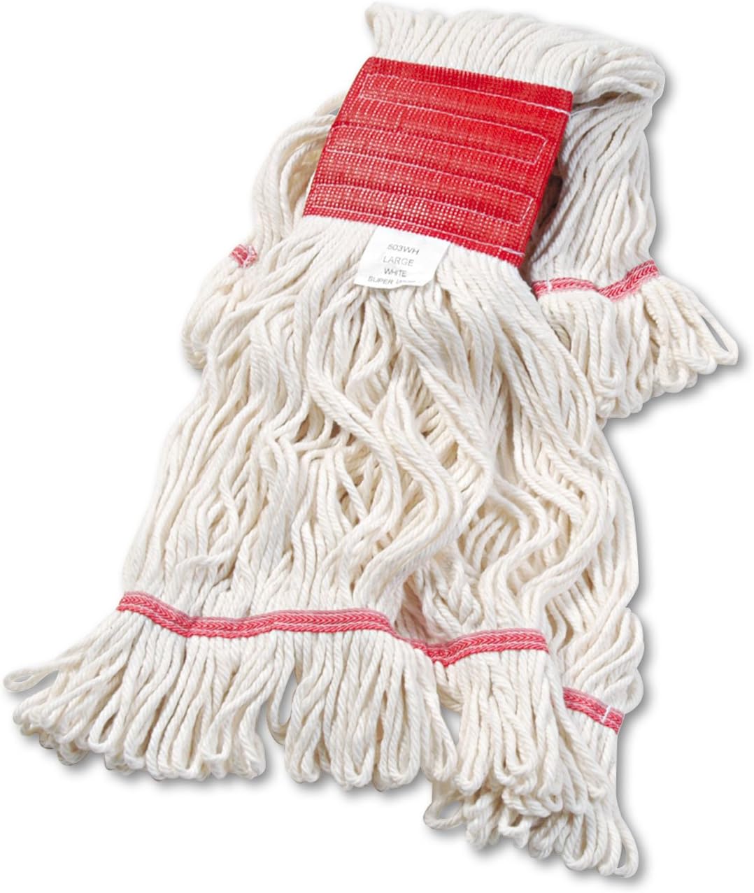 Boardwalk 503WHCT Super Loop Wet Mop Head, Cotton/Synthetic, Large Size, White, 12/Carton