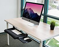 Mount-It! Keyboard Tray Under Desk with Adjustable Mouse Platform – Easy-Glide Sliding Drawer Under Desk Slide Out
