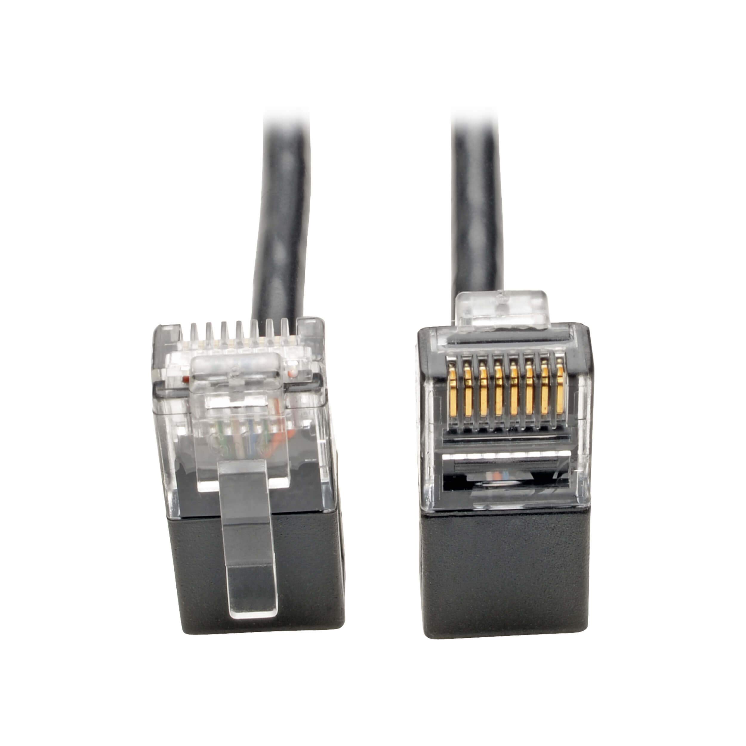 TRIPP LITE Cat6 Gigabit Patch Cable Snagless Right-Angle Utp Slim, 1', Black (N201-SR1-BK)