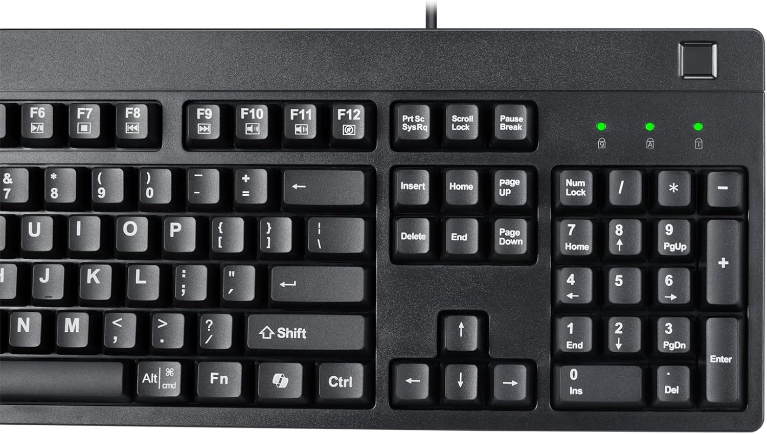 Adesso TAA Compliant Fingerprint Keyboard with AES 256 Encryption USB Wired Full Size 104 Key Layout Windows Hello