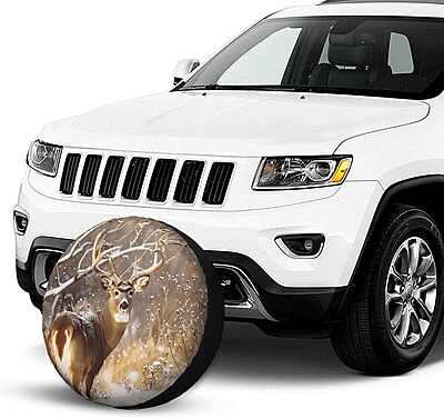 Free Whitetail Deer Printed Spare Tire Cover 14 Inch - Waterproof Wheel Covers Protectors - Universal Fit for Car, Trailer