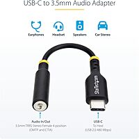 StarTech.com 5in (12.7cm) USB-C to 3.5mm TRRS Headphone/Headset Jack Audio Adapter, 32-bit DAC, USB C Aux Dongle for PC/Phone