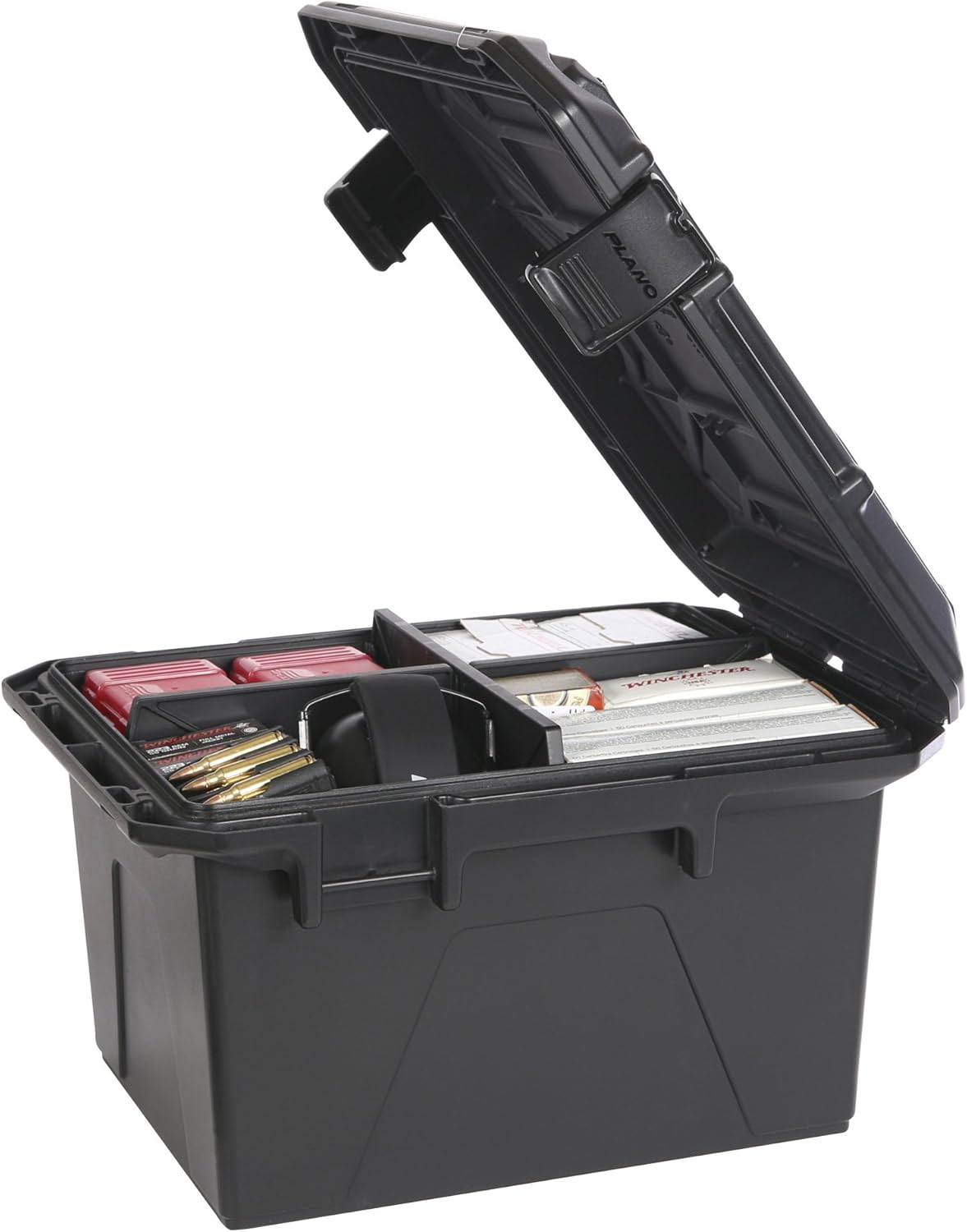 Plano Ammo Crate, Black, Lockable Plastic Ammunition Storage Box, Water-Resistant Protection with Interlocking Foam