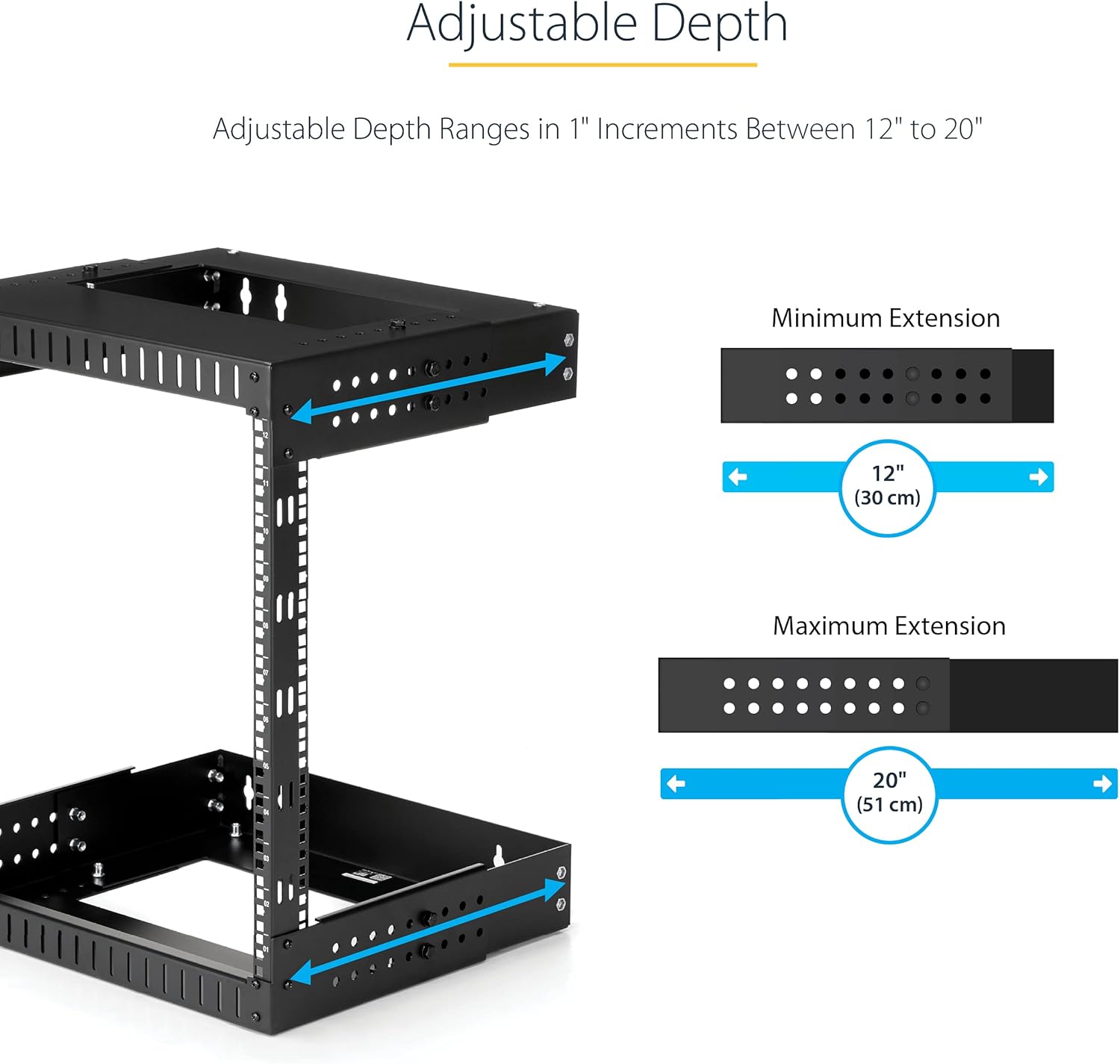 StarTech.com 2-Post 19" Open-Frame Wall Mount Network Rack with Adjustable Depth