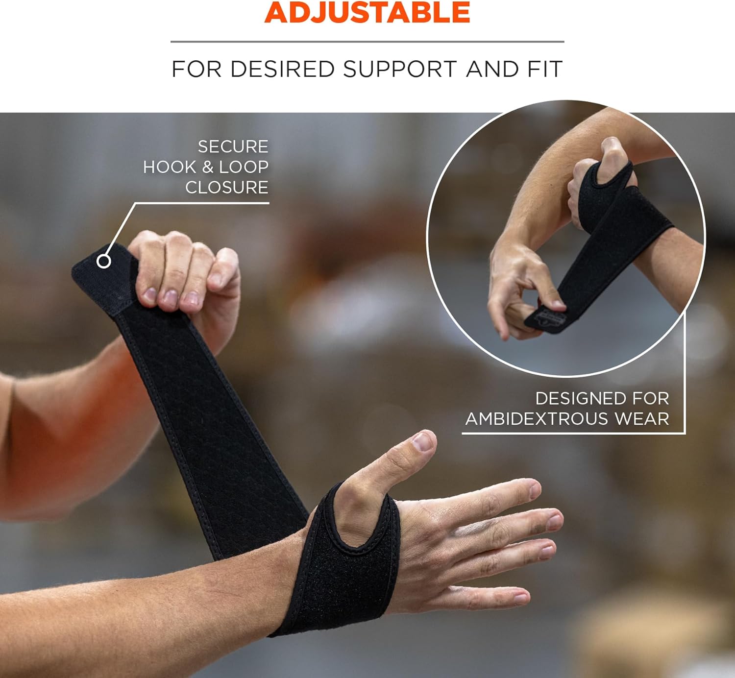 Ergodyne ProFlex 425 Neoprene Wrist Wrap Support with Thumb Loop, Ambidextrous Design