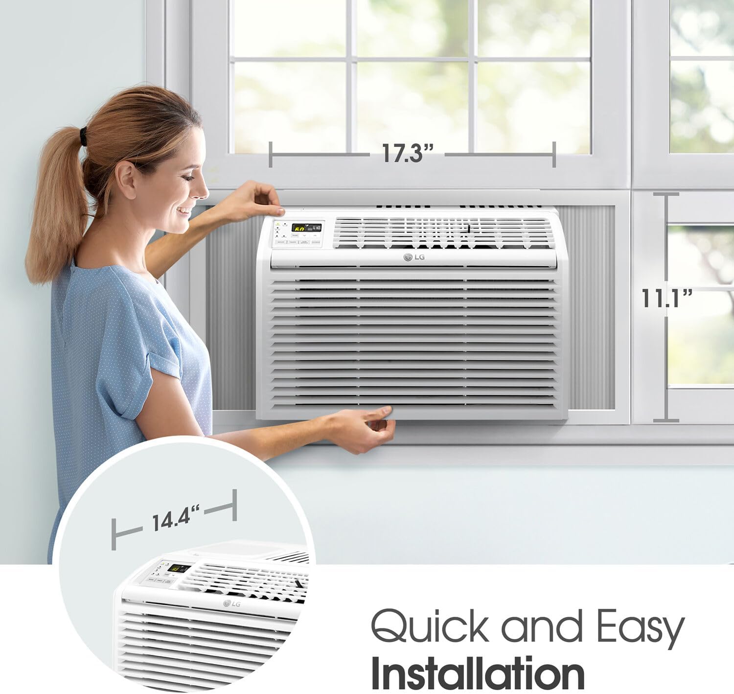 LG 6,000 BTU Window Air Conditioner, 115V, Cools 250 Sq.Ft. for Bedroom, Den, Living Room, Quiet Operation, with Remote